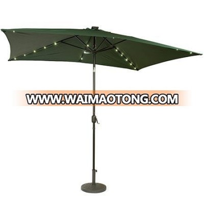 Solar Power LED Lighted Aluminum Patio Umbrella with Crank&Tilt