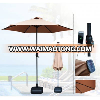 Sling Outdoor Solar LED Tilt Umbrella Patio Garden Parasol with USB